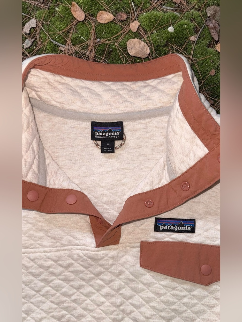 Patagonia Quilted Pullover in Cream with Rose Trim - Picture 2 of 2